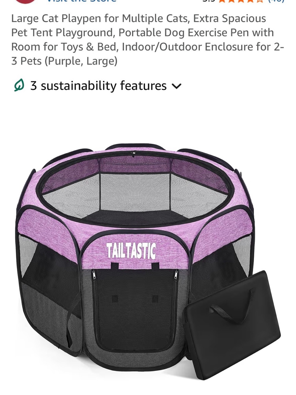 Purple Portable Cat Playpen - Foldable Travel Pet Enclosure